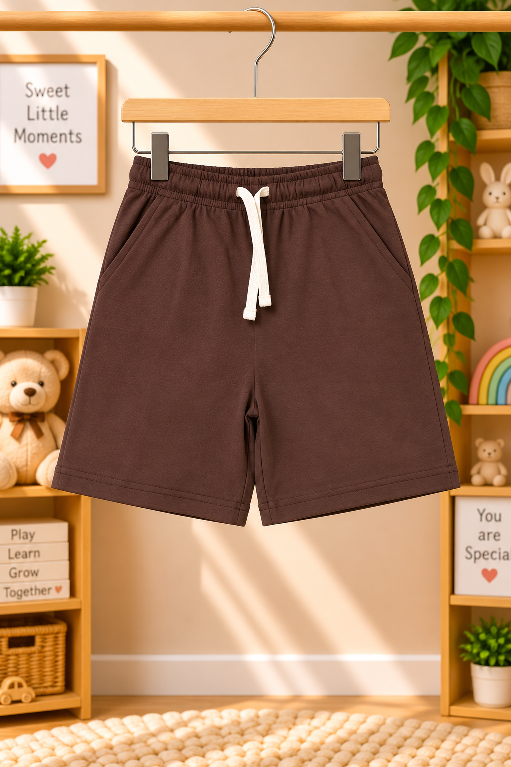 Boys Awesome Cool Shark Graphic Print Short Sleeve T-Shirt and Shorts Cotton Shorts Set — Off White / Dark Brown | Yokidz