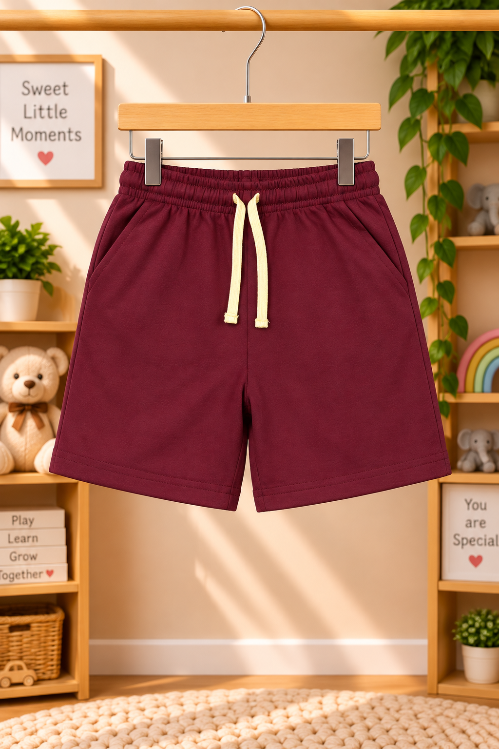 Boys Awesome Cool Shark Graphic Print Short Sleeve T-Shirt and Shorts Cotton Shorts Set — Pale Yellow / Maroon | Yokidz