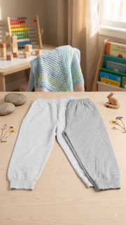 Boys Solid Ribbed Cuff Cotton Track Pants / Pyjamas (Pack of 2) — Light Grey Melange / Medium Grey Melange | Yokidz