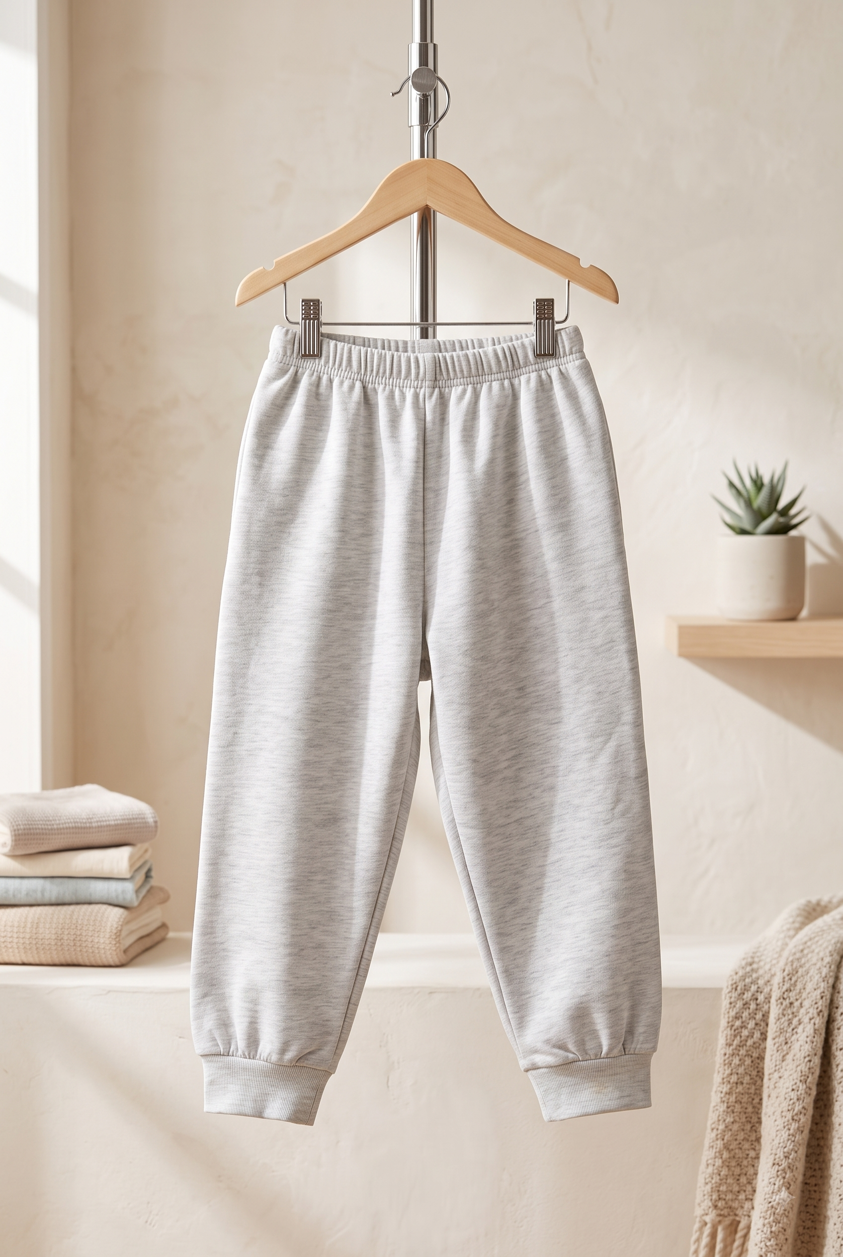 Boys Solid Ribbed Cuff Cotton Track Pants / Pyjamas (Pack of 2) — Light Grey Melange / Medium Grey Melange | Yokidz