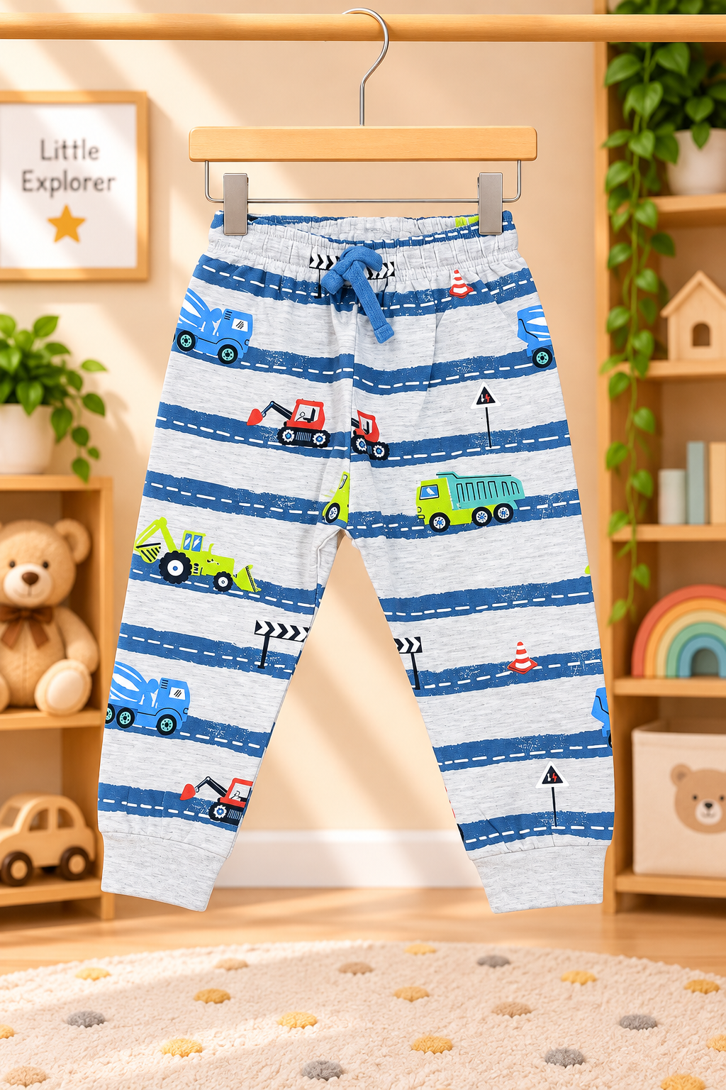 Boys Motocross Dirt Bike Graphic Print Short Sleeve T-Shirt and All Over Print Joggers Cotton Lounge Set — Royal Blue / Multicolor | Yokidz