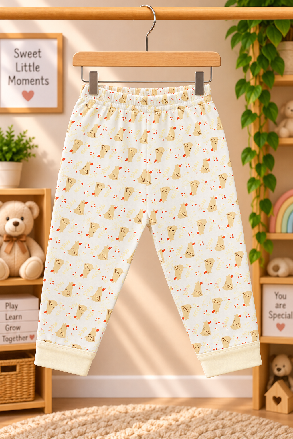 Boys Safari Times Animals Graphic Full Sleeve T-Shirt and Track Pants Cotton Nightwear Lounge Set — Heather Grey / Sage Green | Yokidz
