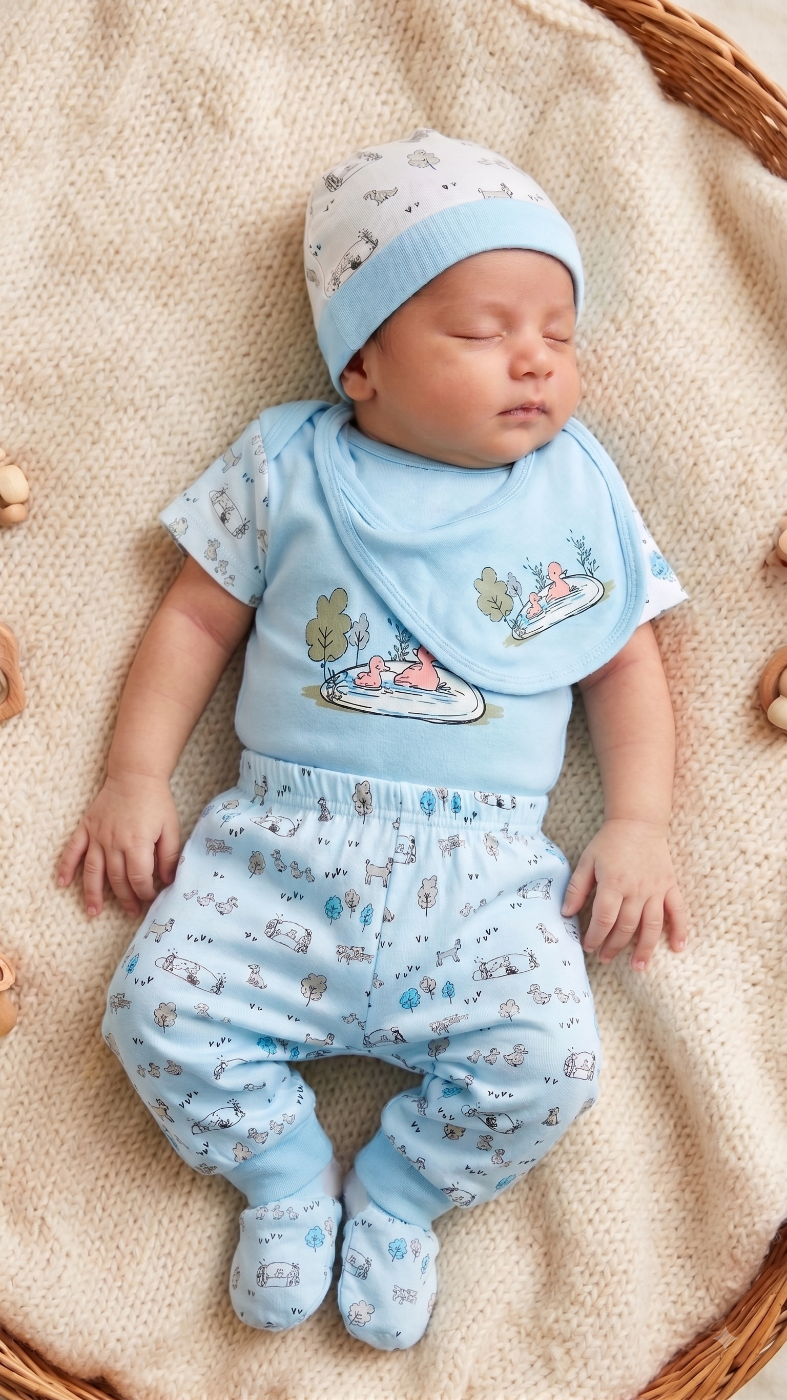 Yokidz Infant 5 pcs sets Light Blue Duck Print