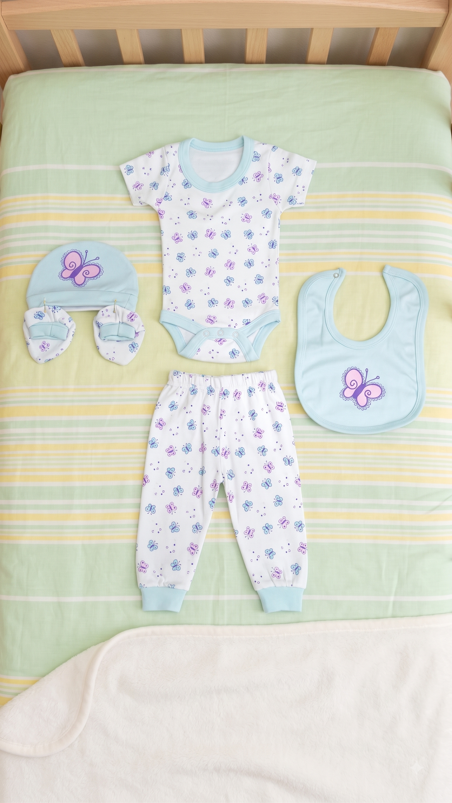 Yokidz Infant 5 pcs sets Light Blue Butterfly Print