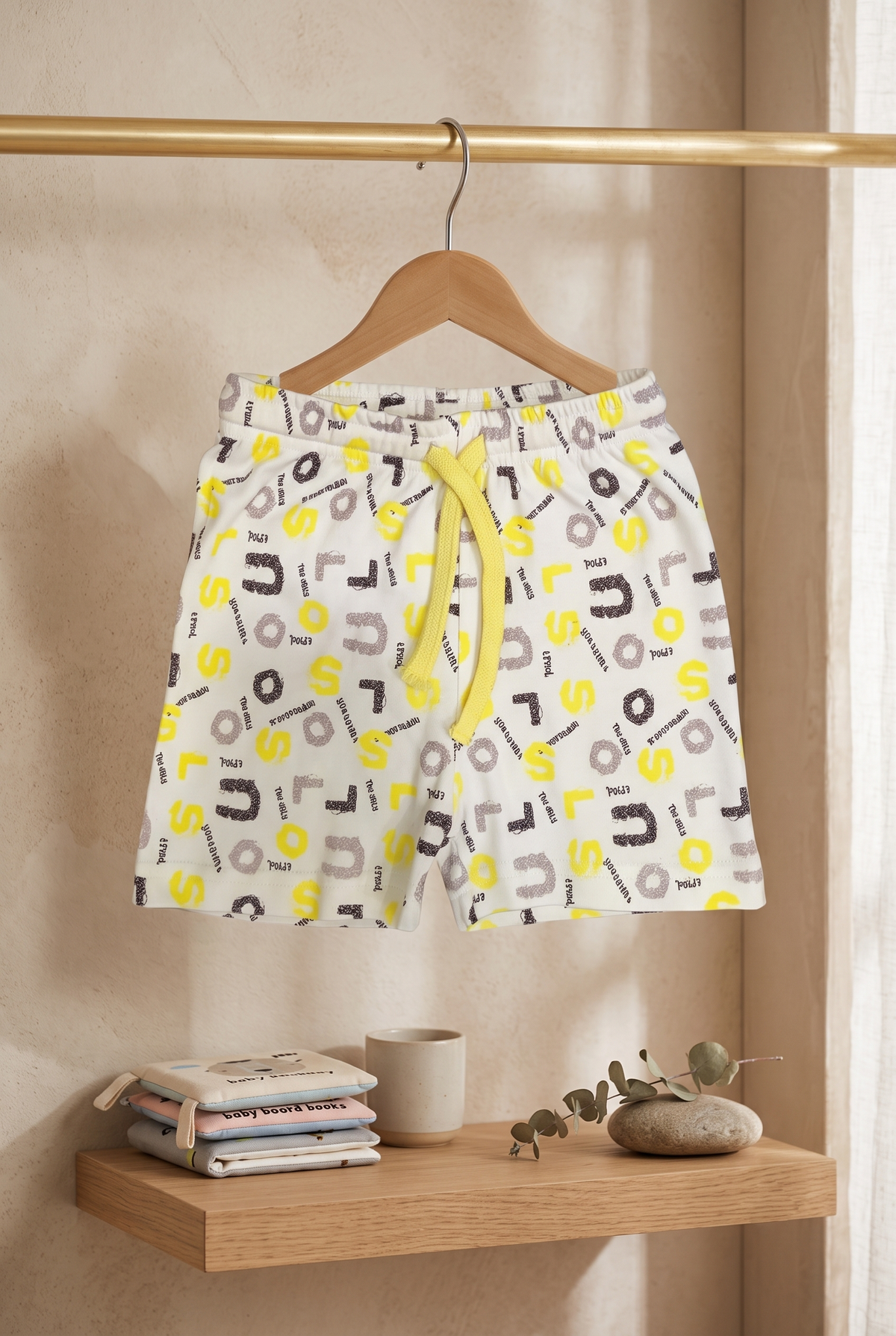 Infant Baby Alphabet Letter Print 2-Piece Cotton T-Shirt and Shorts Set — White | Yokidz