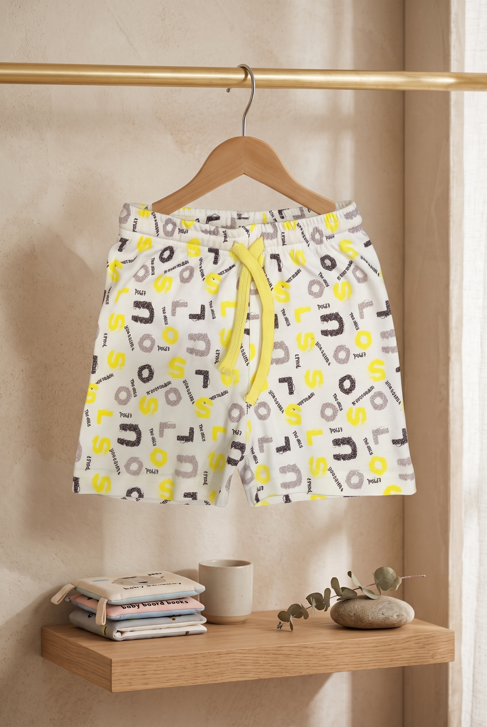 Infant Baby Alphabet Letter Print 2-Piece Cotton T-Shirt and Shorts Set — White | Yokidz