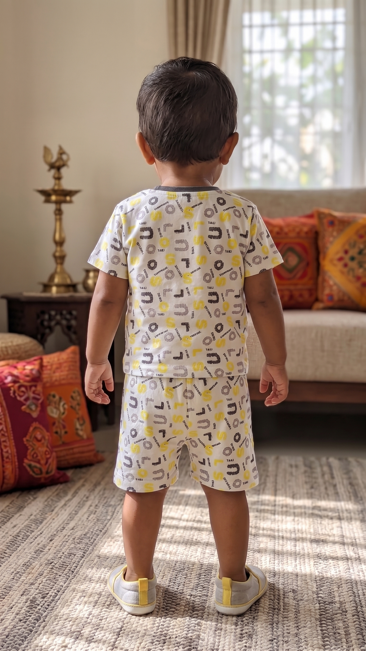 Infant Baby Alphabet Letter Print 2-Piece Cotton T-Shirt and Shorts Set — White | Yokidz