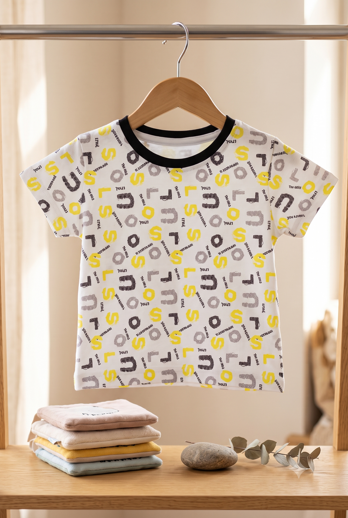 Infant Baby Alphabet Letter Print 2-Piece Cotton T-Shirt and Shorts Set — White | Yokidz