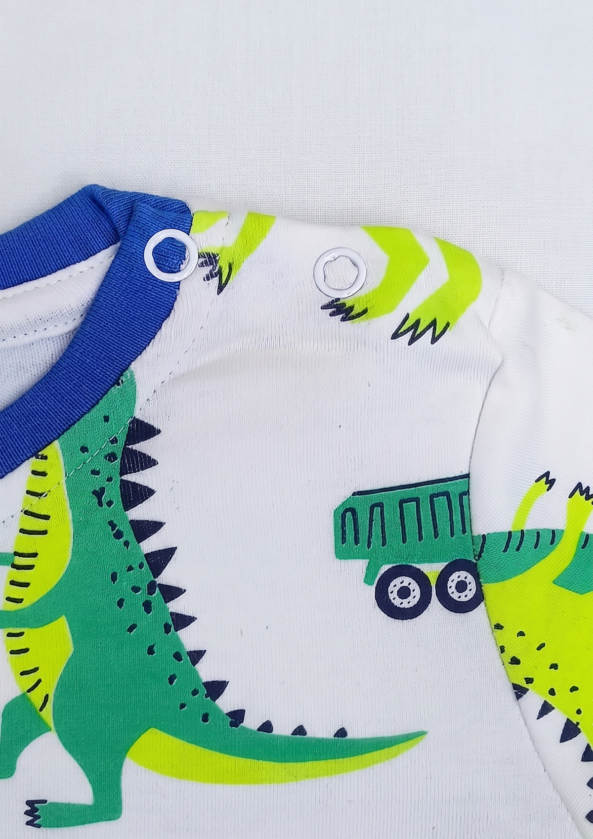 Infant Baby Dinosaur & Truck Print 2-Piece Cotton T-Shirt and Shorts Set — White | Yokidz