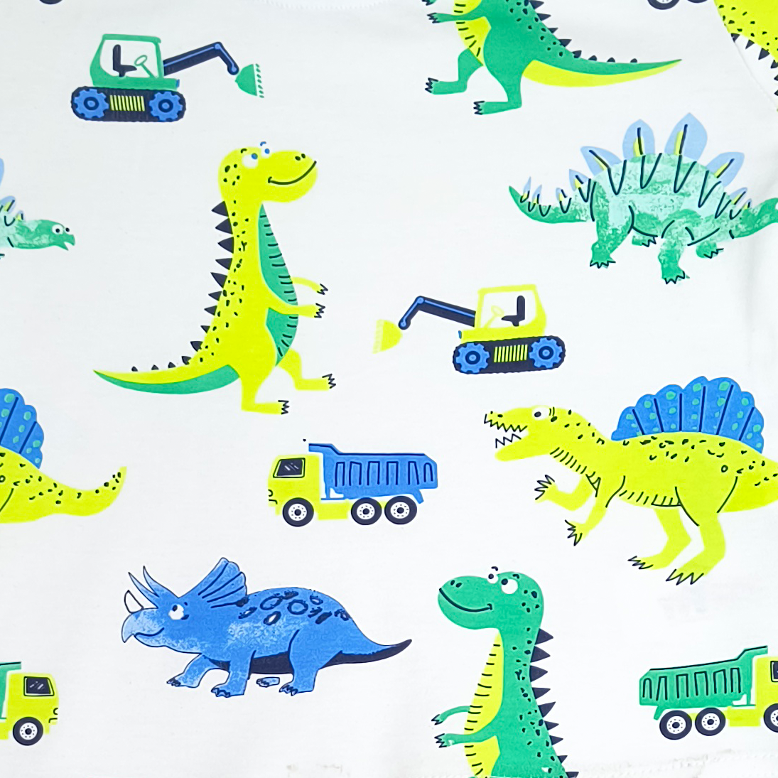 Infant Baby Dinosaur & Truck Print 2-Piece Cotton T-Shirt and Shorts Set — White | Yokidz