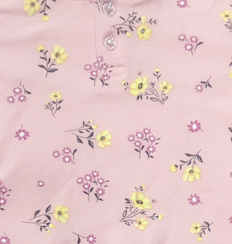 Infant Baby Ditsy Floral Print 2-Piece Cotton Full Sleeve Top and Ribbed Long Pant Set — Dusty Pink | Yokidz