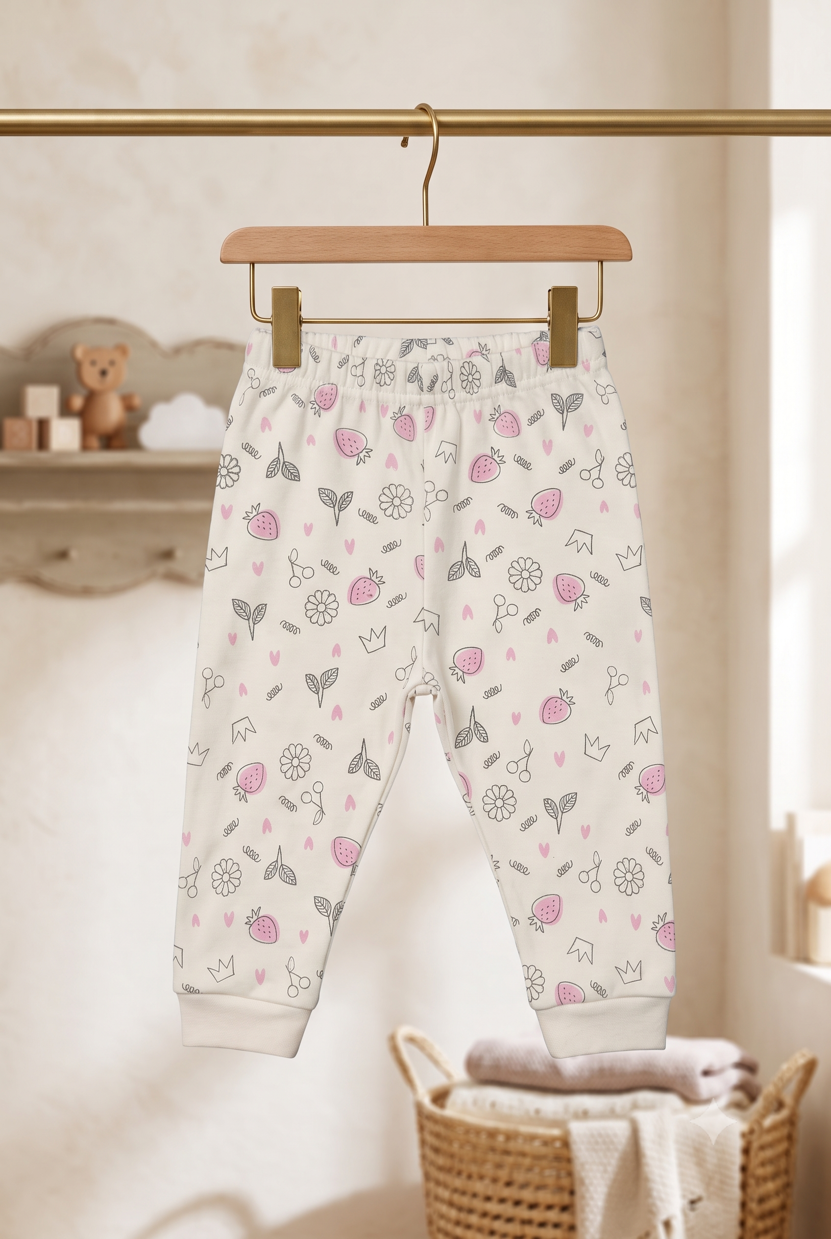Infant Baby Floral Doodle Print 2-Piece Cotton Full Sleeve Top and Ribbed Long Pant Set — Yokidz