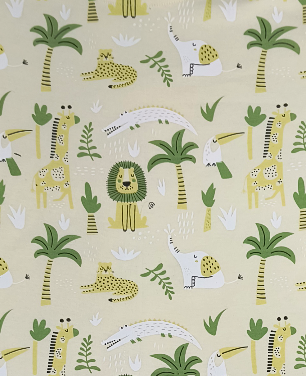 Infant Baby Jungle Safari & Palm Tree Print 2-Piece Cotton T-Shirt and Shorts Set — Light Yellow | Yokidz