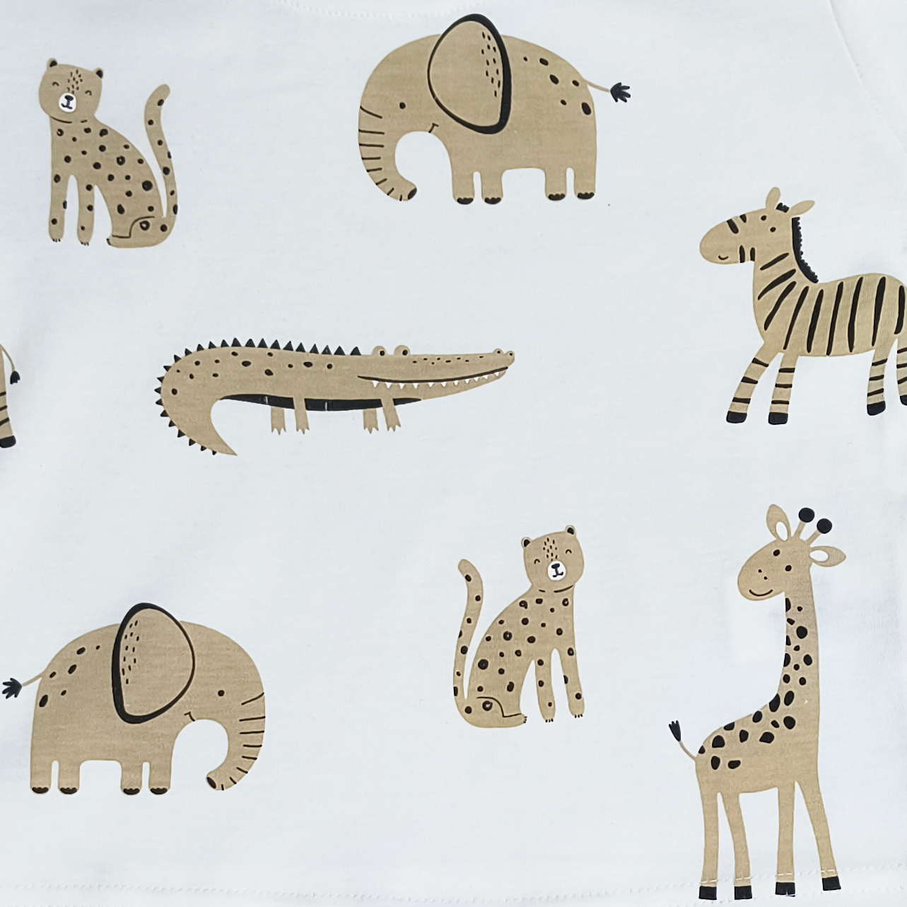 Infant Baby Safari Animal Print 2-Piece Cotton T-Shirt and Shorts Set — White | Yokidz
