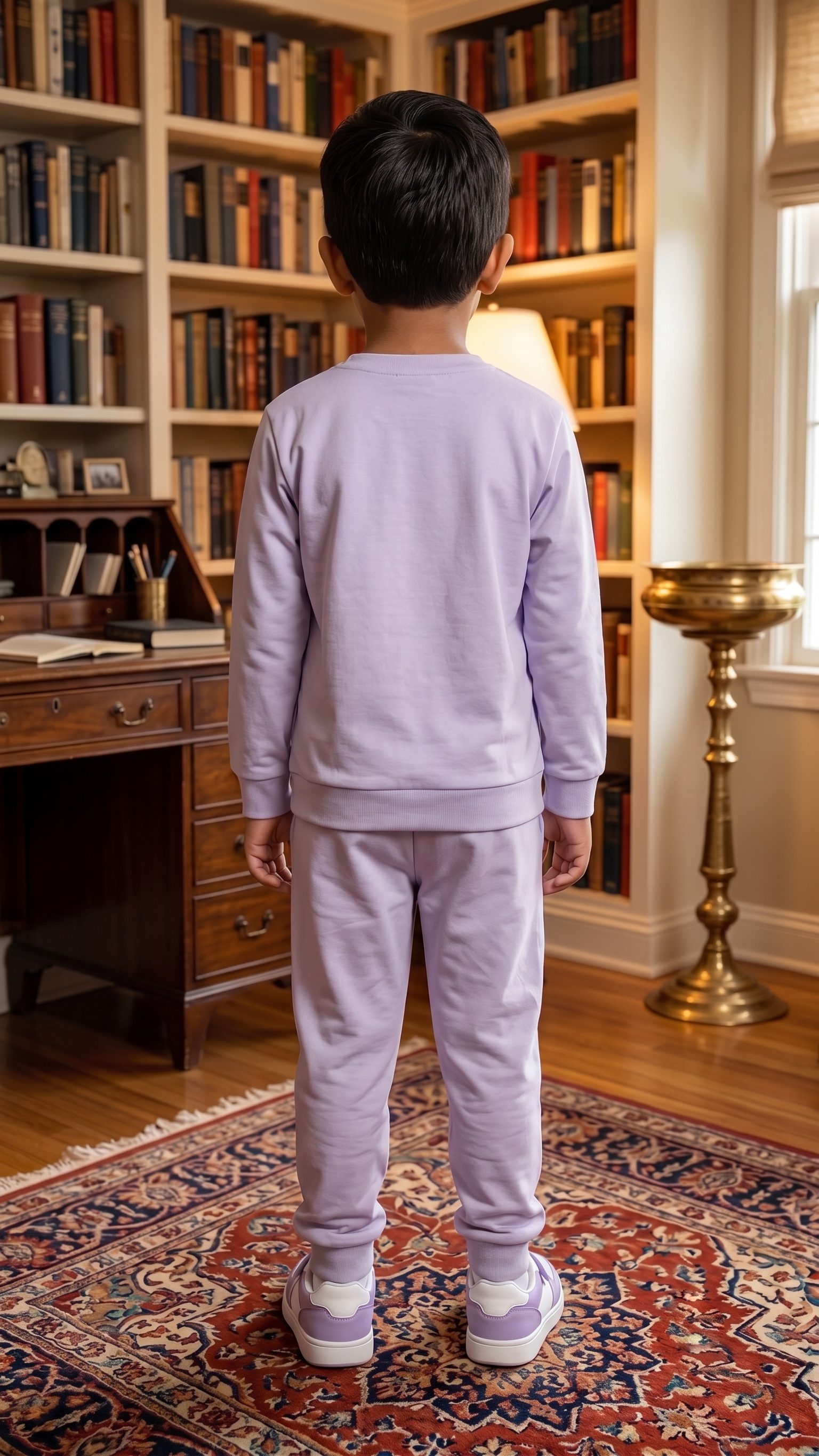 Unisex Kids Baseball Tiger Graphic Print Full Sleeve T-Shirt and Pajama Cotton Nightwear Lounge Set — Lavender Grey / White | Yokidz