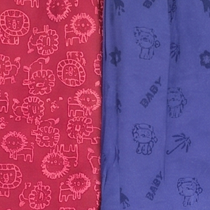 Boys Lion & Playful Doodle All Over Print Ribbed Cuff Cotton Pyjama Track Pants (Pack of 2) — Magenta Pink / Royal Blue | Yokidz