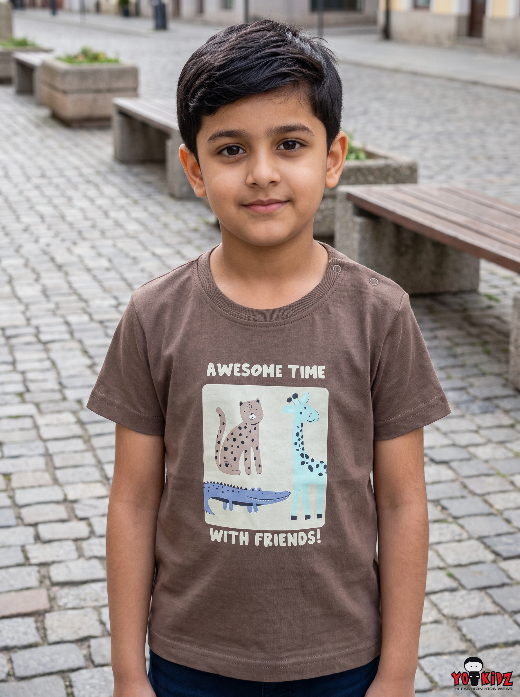 Yokidz Boys Awesome Time With Friends Printed T-shirt