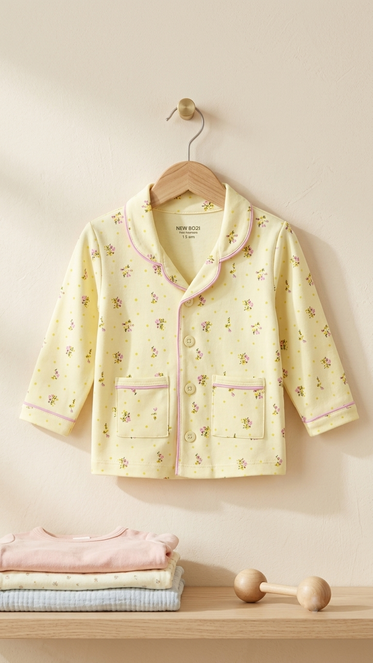Boys Little Red Riding Hood All Over Print Front Open Notch Collar 2-Piece Cotton Pyjama Set — Pastel Yellow | Yokidz