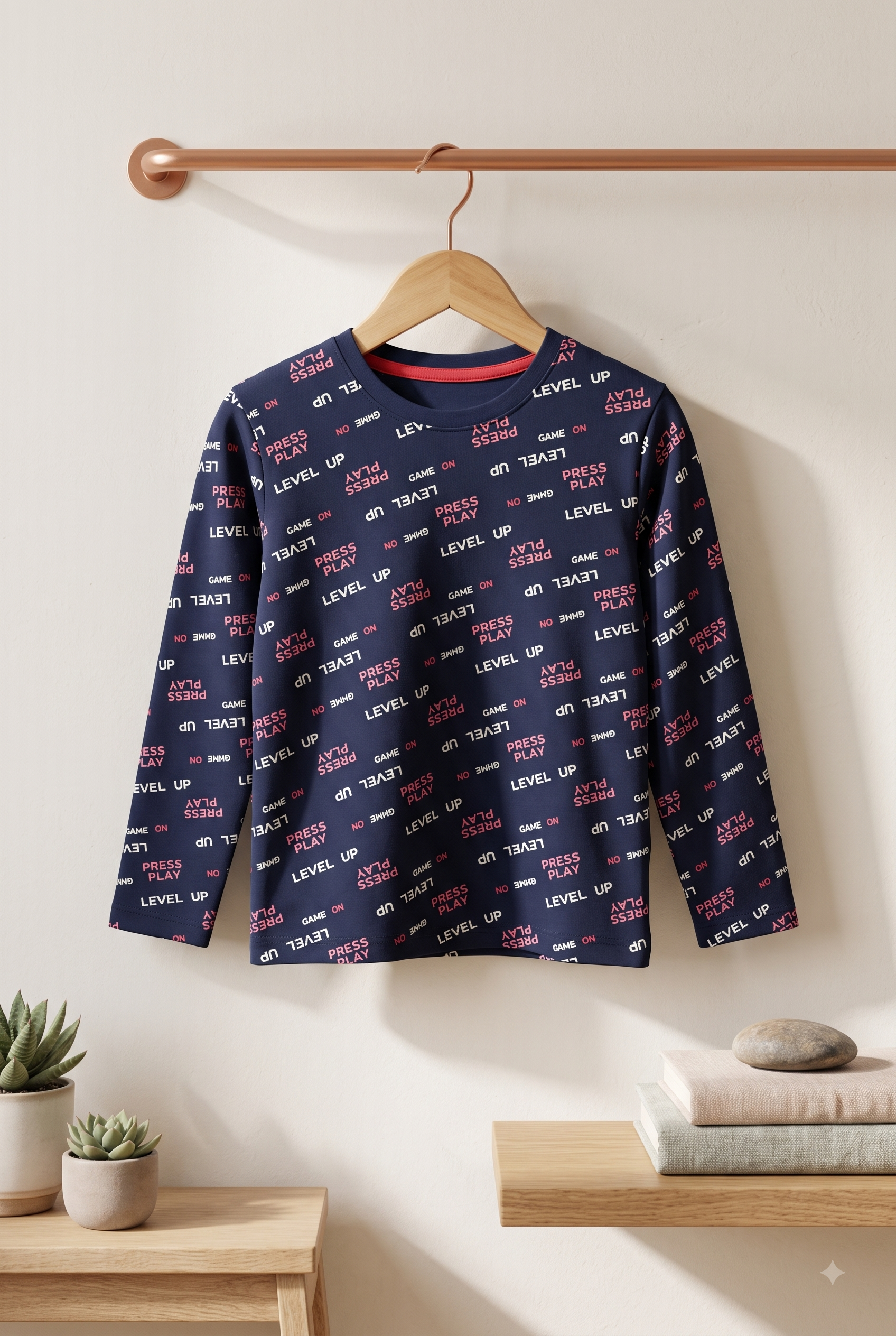 Boys LEVEL UP Typography All Over Print 2-Piece Cotton Sweatshirt and Track Pants Set — Navy Blue | Yokidz