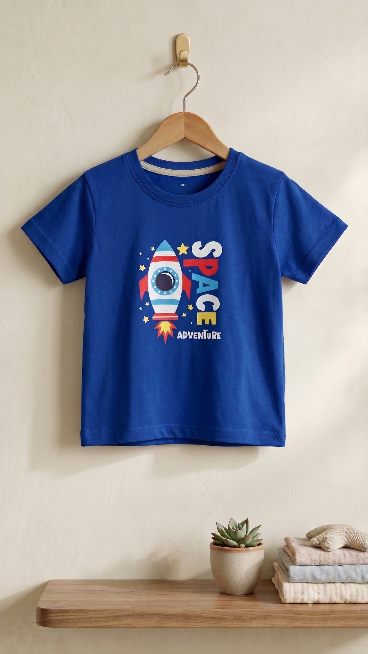 Boys Space Adventure Graphic T-Shirt and Galaxy Print 2-Piece Cotton Bermuda Shorts Set — Royal Blue | Yokidz