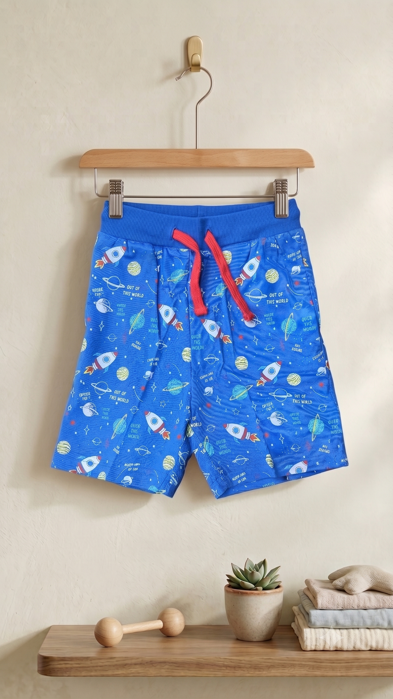 Boys Space Adventure Graphic T-Shirt and Galaxy Print 2-Piece Cotton Bermuda Shorts Set — Royal Blue | Yokidz