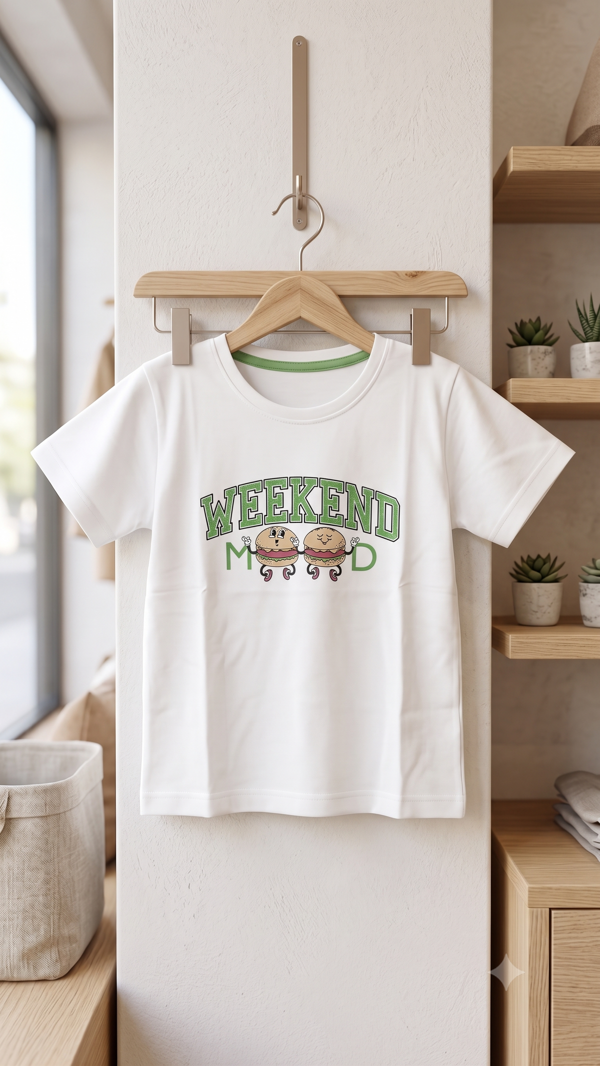 Boys Weekend Mood & Cool Vibes Graphic Print 2-Piece Cotton T-Shirt and Pyjama Set — White / Sage Green | Yokidz