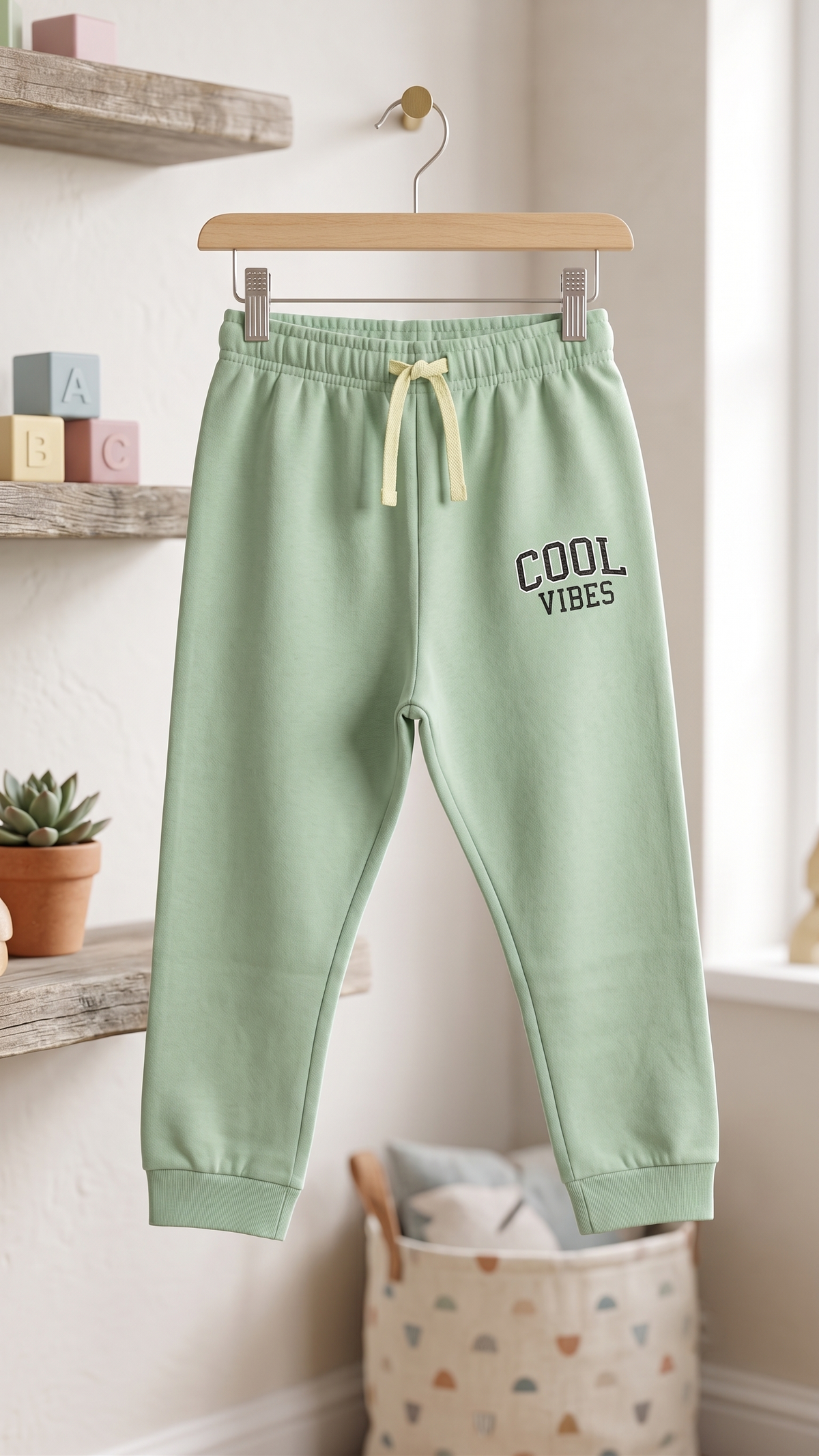 Boys Weekend Mood & Cool Vibes Graphic Print 2-Piece Cotton T-Shirt and Pyjama Set — White / Sage Green | Yokidz