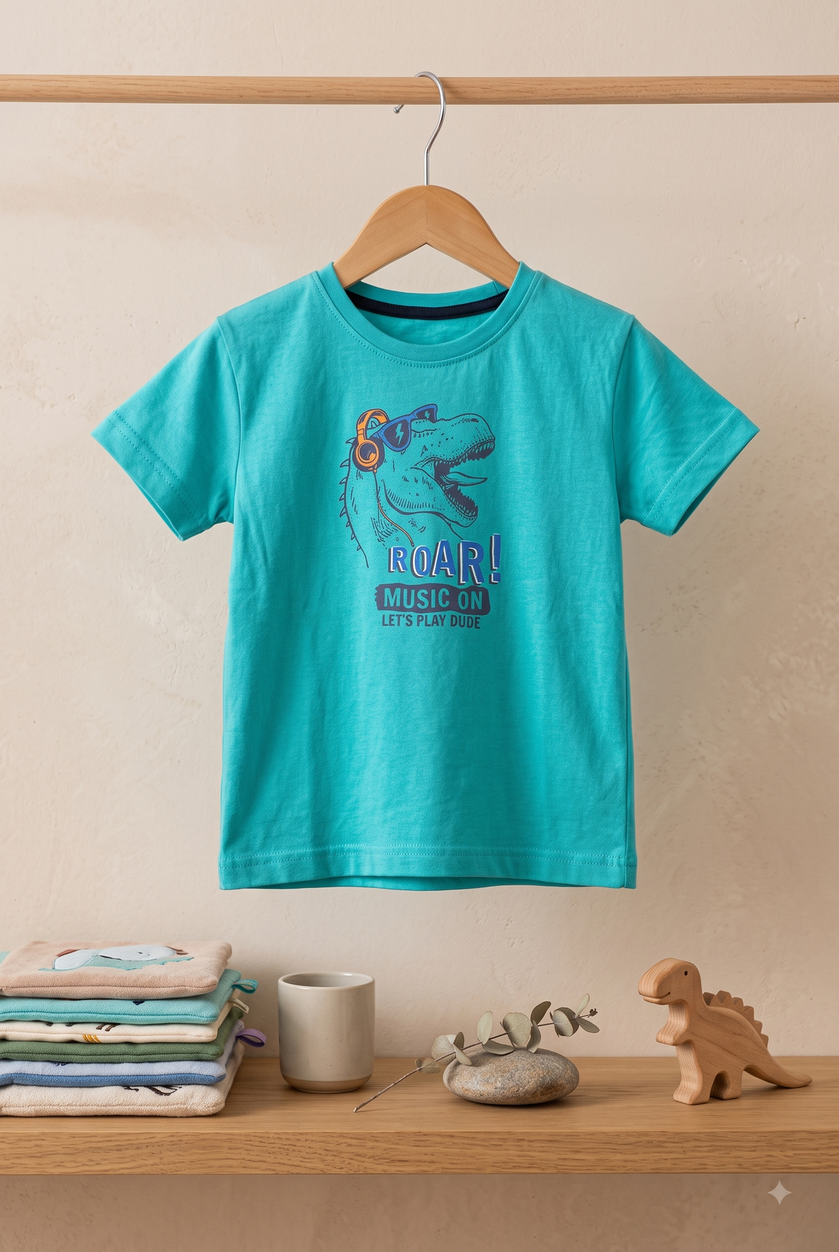 Yokidz Boys Roar Music On Printed T-Shirt