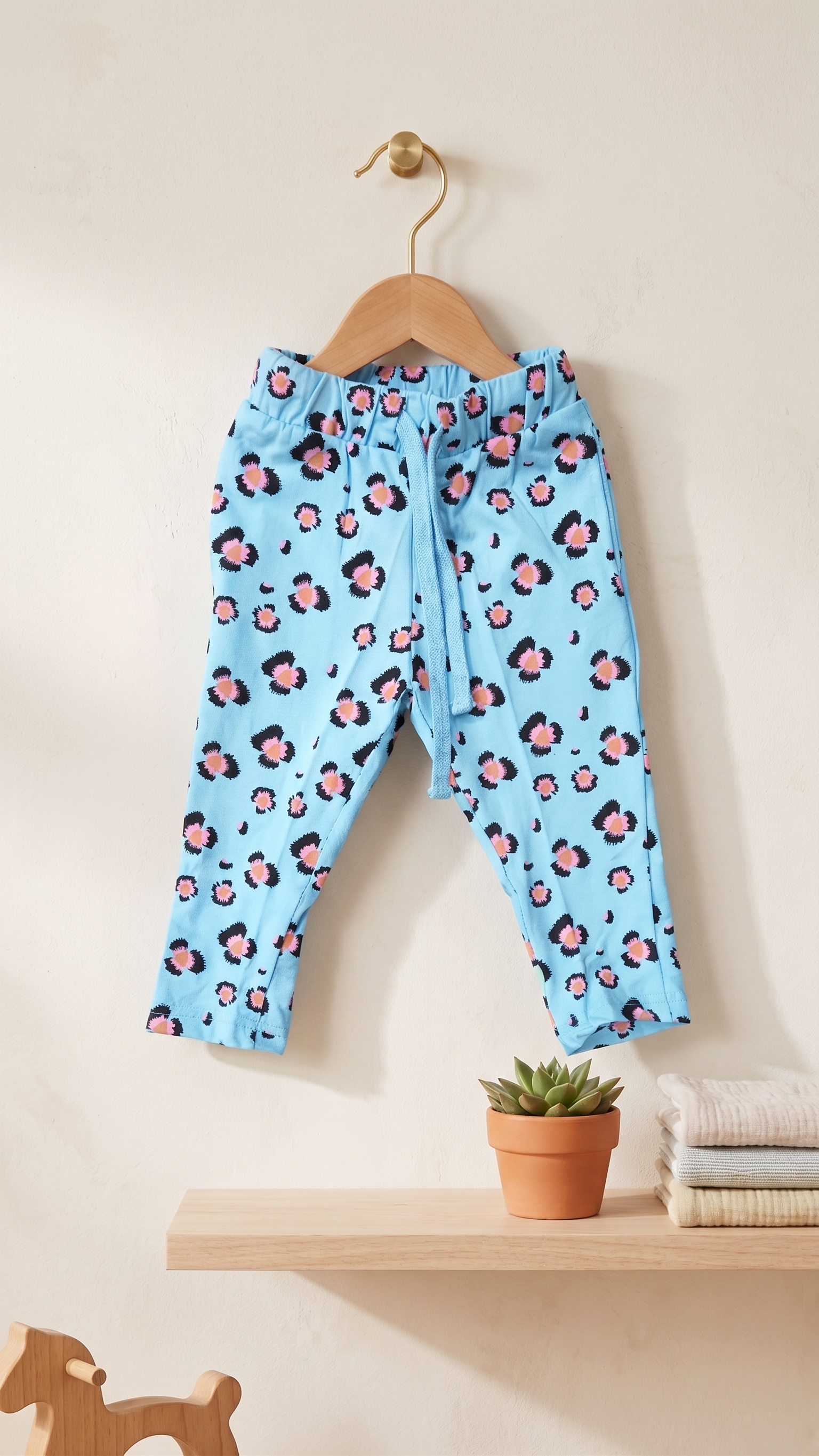 Girls All Over Print 2-Piece Cotton T-Shirt and Pyjama Set — Sky Blue | Yokidz