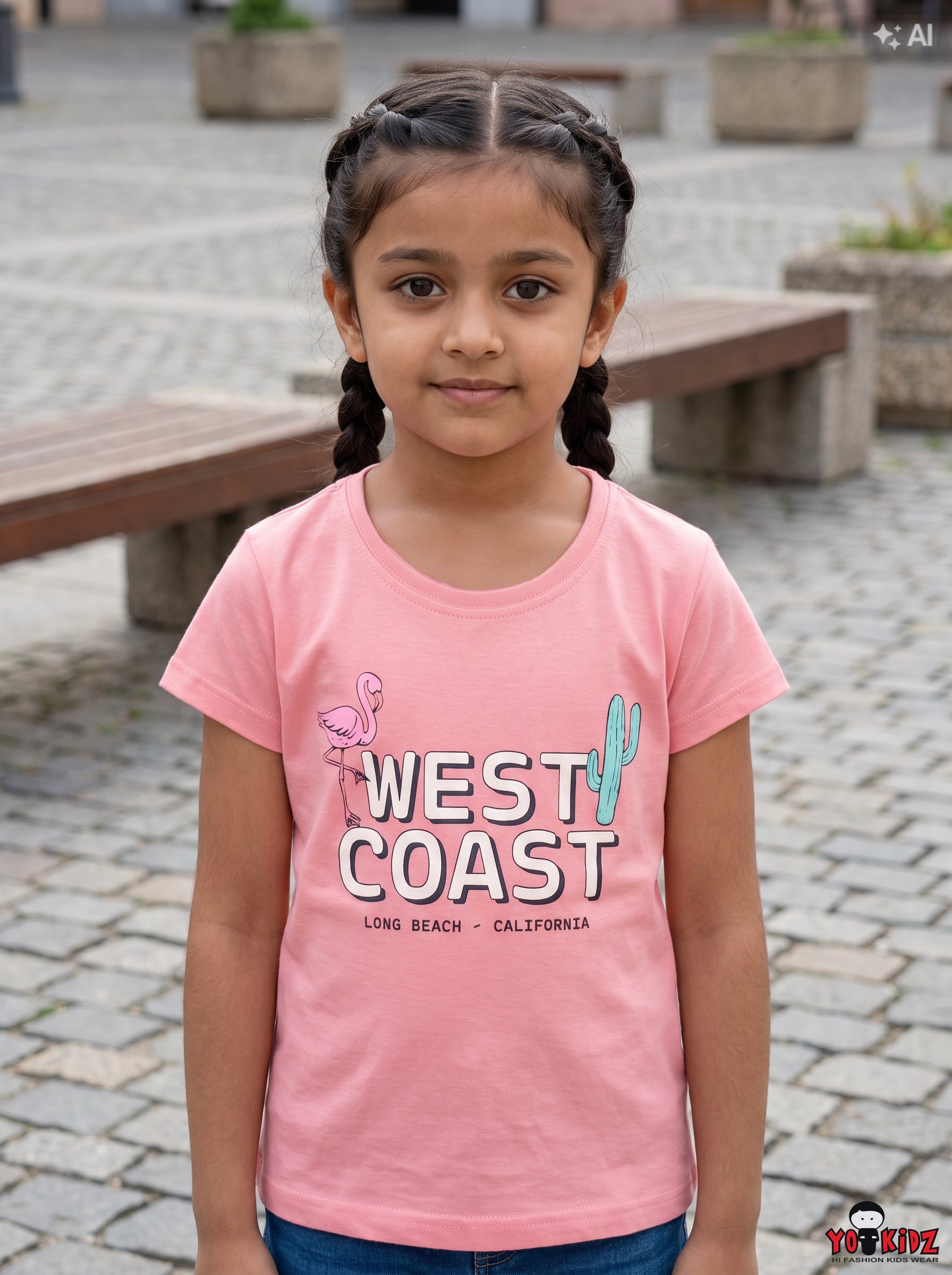 Yokidz Girls Fresh West Coast  Printed T-Shirt