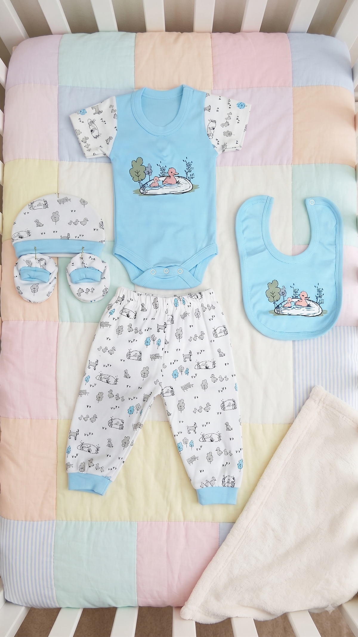 Yokidz Infant 5 pcs sets Light Blue Duck Print