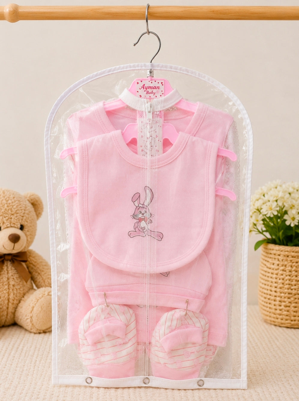 Yokidz Infant 5 pcs sets Pink Bunny Print