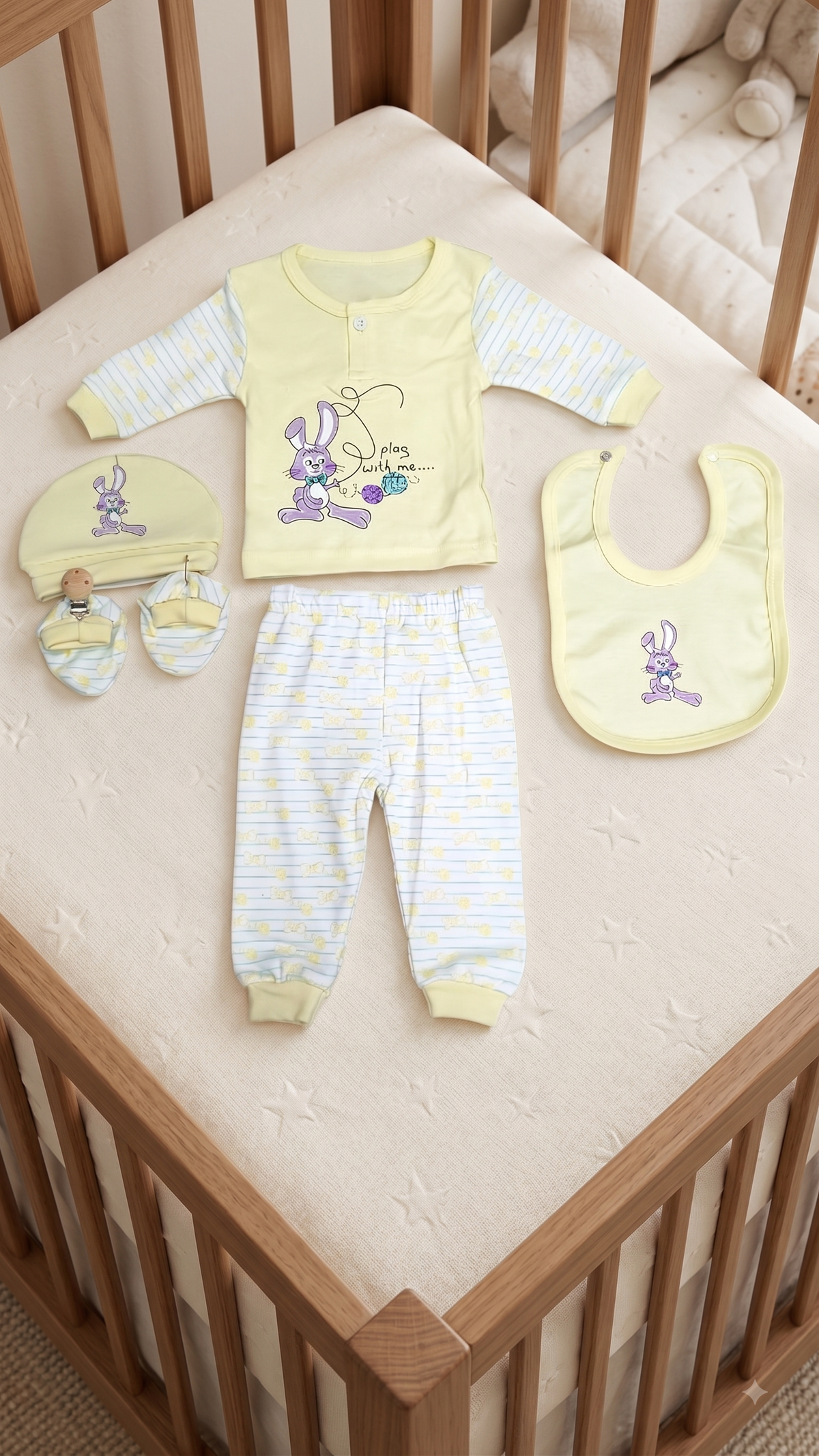 Yokidz Infant 5 pcs sets Yellow Bunny Print