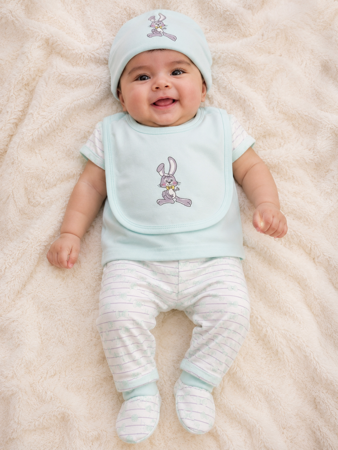 Yokidz Infant 5 pcs sets Light Blue Bunny Print
